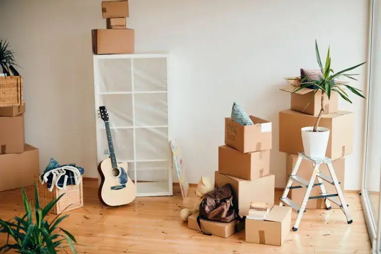 Long distance moving truck loaded with boxes ready for cross-country move