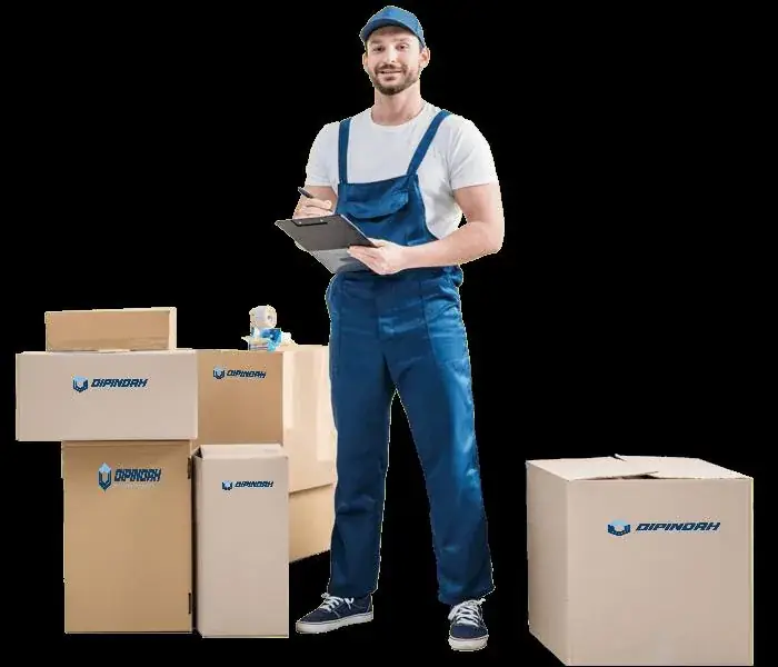 Moving boxes stacked and ready for out-of-state long distance move